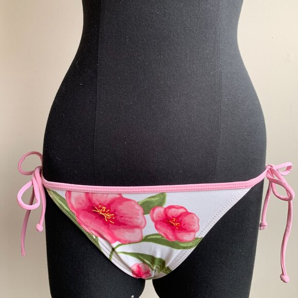 Billabong BLUE CRUSH era Vintage White & pink floral triangle set RARE - Picture 4 of 6